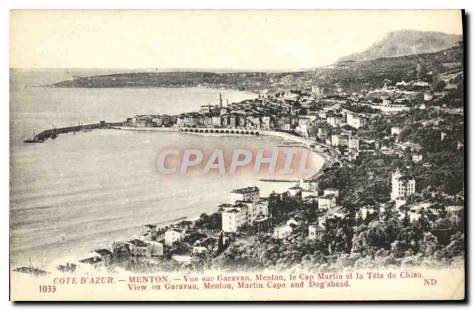 CPA Menton Vue Sur Garavan Menton le Cap Martin et la Tete de Chien