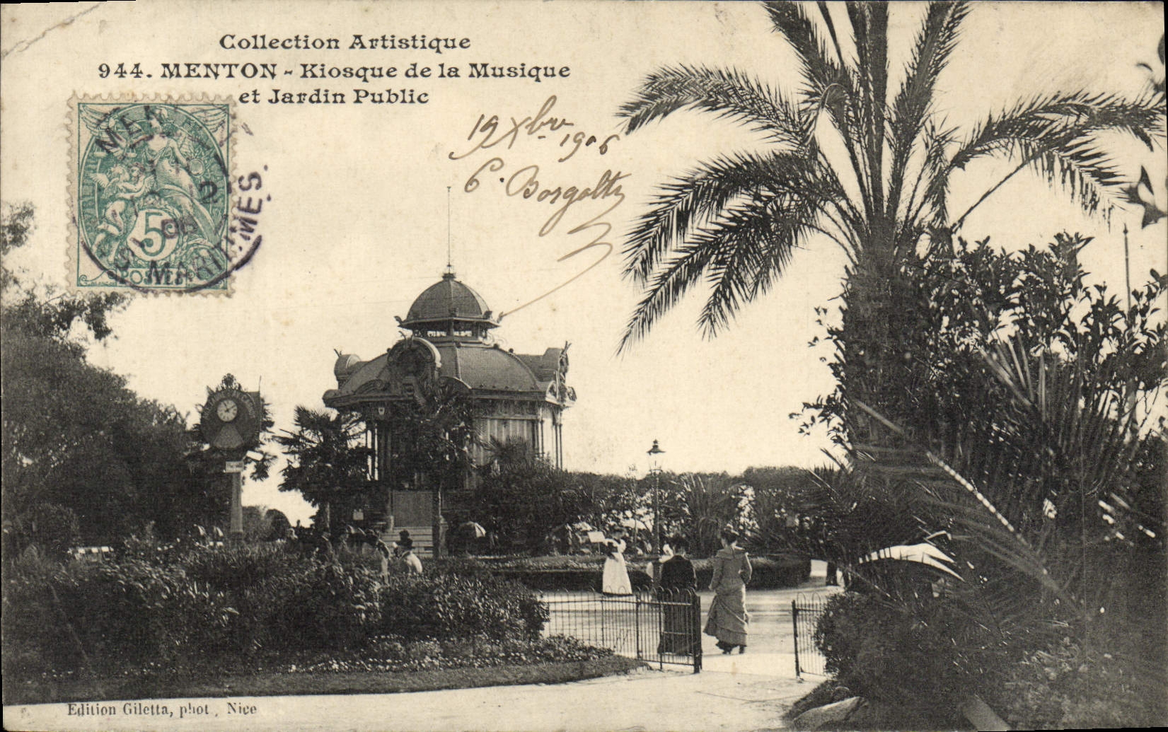 CPA Menton Kiosque De la Musique et Jardin Public
