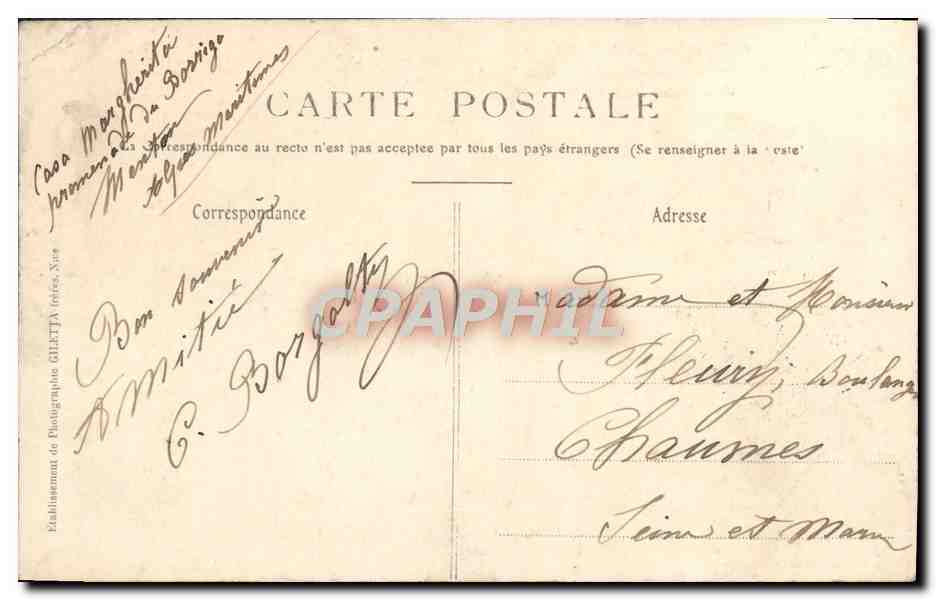 CPA Menton Kiosque De la Musique et Jardin Public — Back