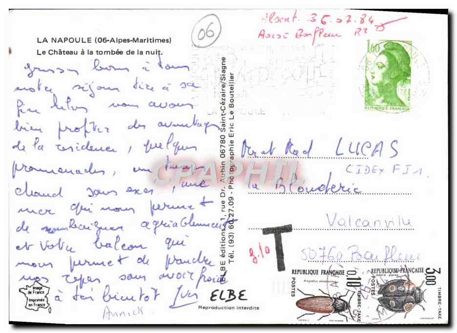 CPM La Napoule Le Chateau a la Tombee de la Nuit — Rückseite