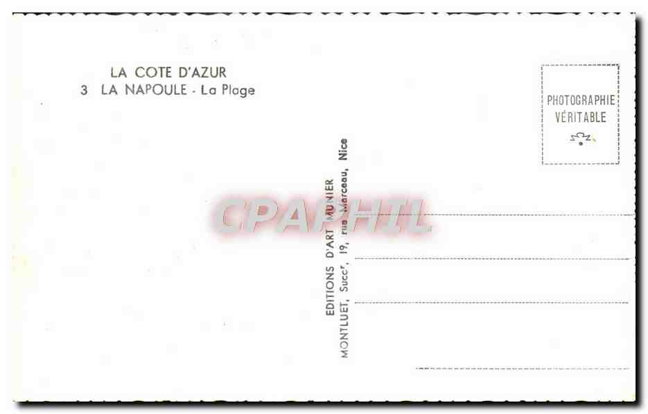CPM La Napoule La plage  — Rückseite