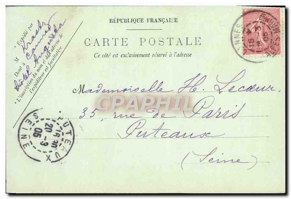 CPM La Napoule Le Rocher de la Tete du Femme — Rückseite