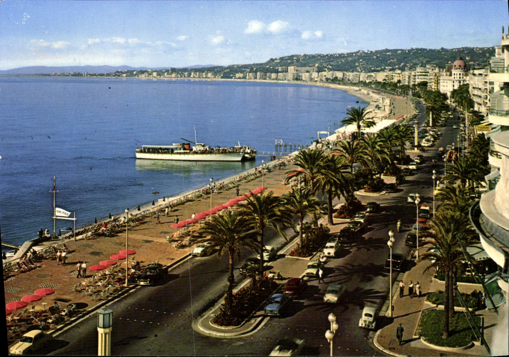 CPM Nice La Promenade Des Anglais Hotel Ruhl Le Gallus Bateau