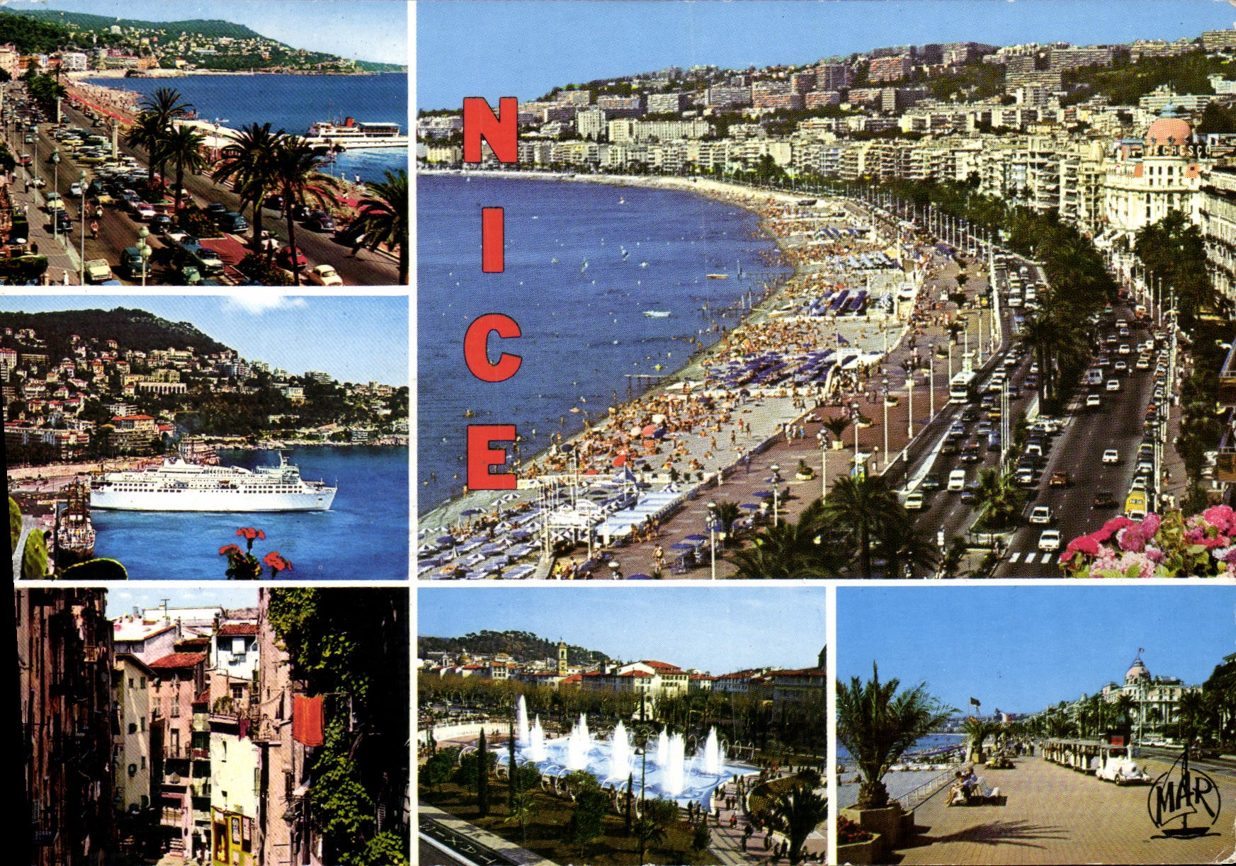 Nice — vue panoramique et scènes de la Côte d'Azur — éditeur MAR, n° 14093