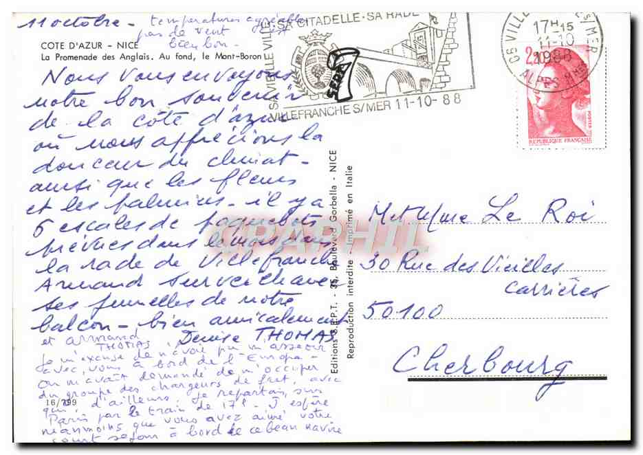 Vue de la Promenade des Anglais à Nice — Éditions G. B. P. T. — N° 16/1999 — Achterkant