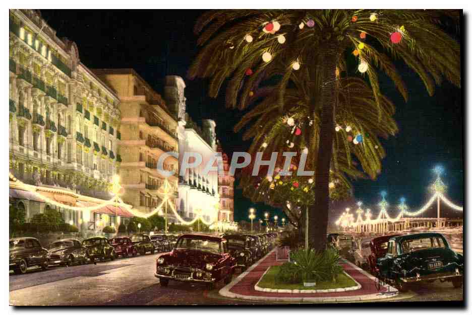 CPM Nice Cote D'Azur La Promenade des Anglais la nuit 