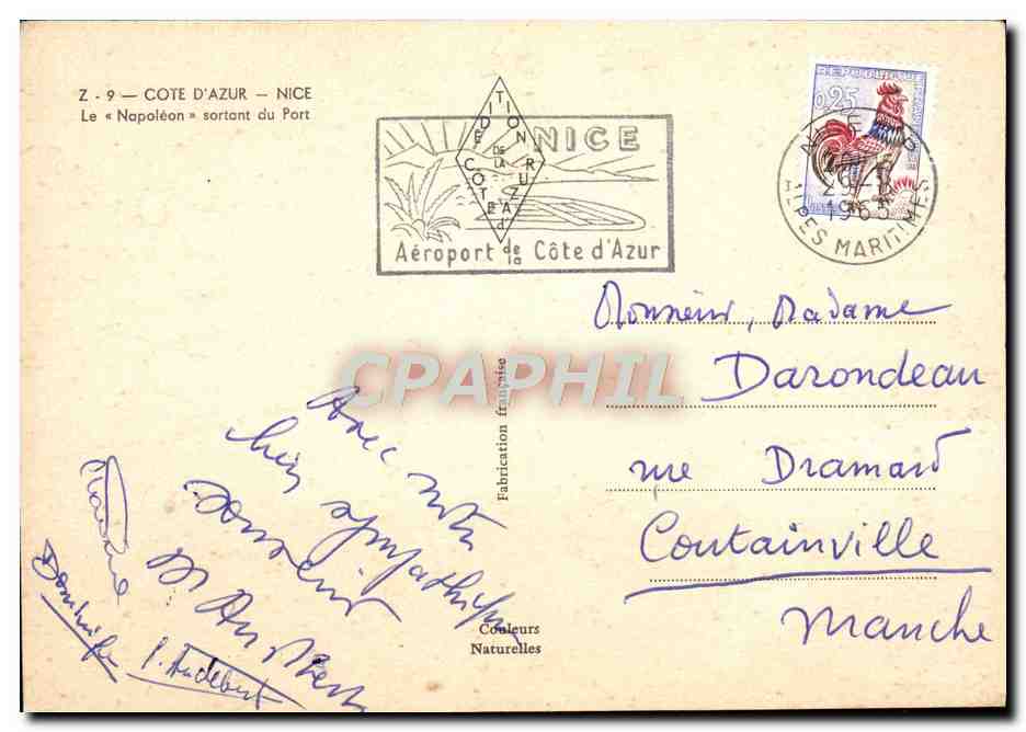 CPM Nice Cote D'Azur Le Napoleon sortant du port Bateau  — Verso