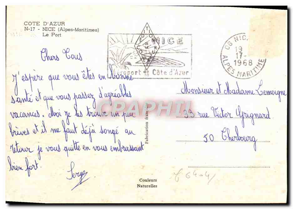 CPM Nice Le Port Cote D'Azur Bateaux — Verso