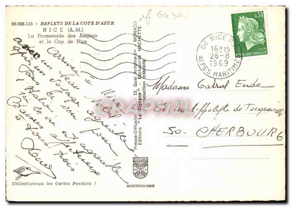 CPM Nice La Promenade des Anglais et le Cap de Nice — Verso