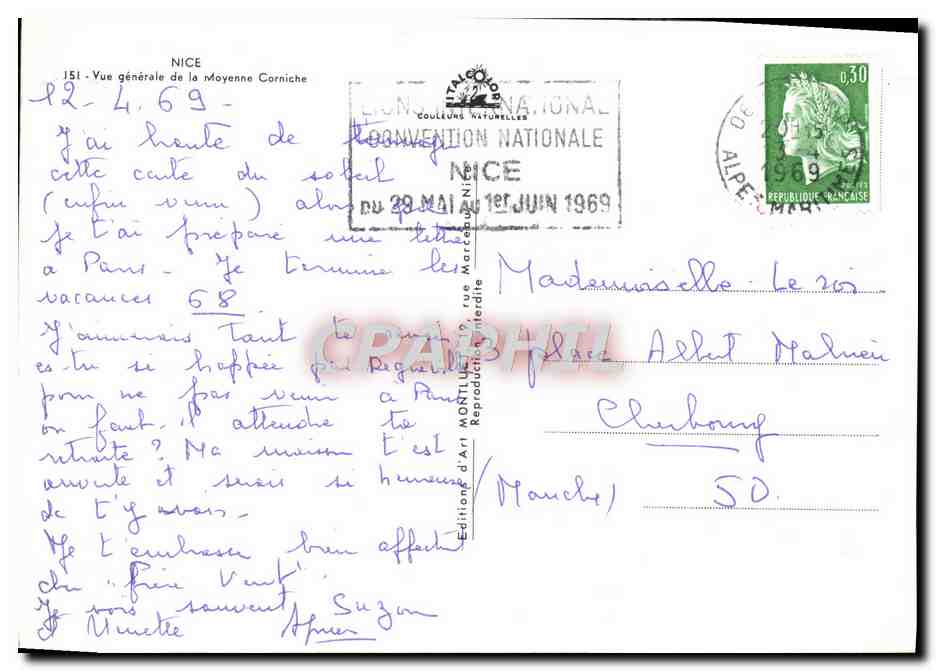Vue générale de la Moyenne Corniche — Nice — Éditions d'Art Mortillet, n° 151 — Reverso