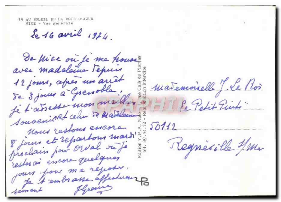 CPM Nice Vue Generale  — Rückseite