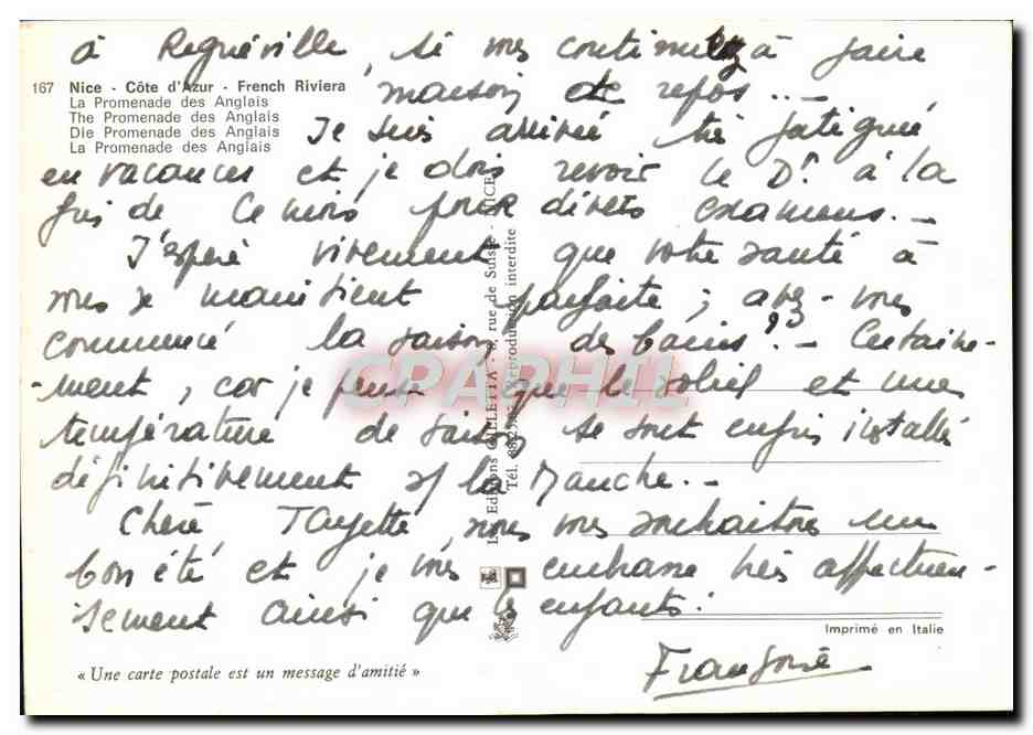 CPM Nice La Cote d'Azur La Promenade Des Anglais — Rückseite