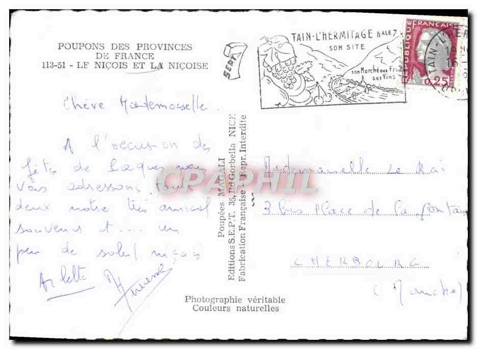 CPM Nice Le Poupons Des Provinces Le Nicois et la Nicoise Folklore — Rückseite