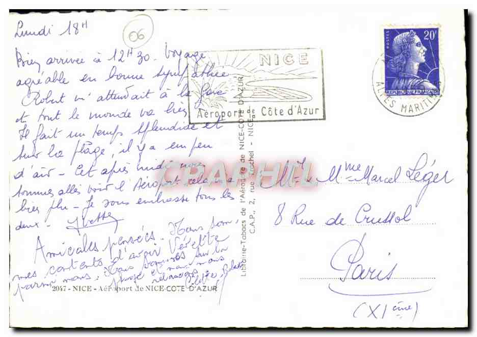 CPM Nice Ler Port de Cote D'Azur Aeroport  — Verso