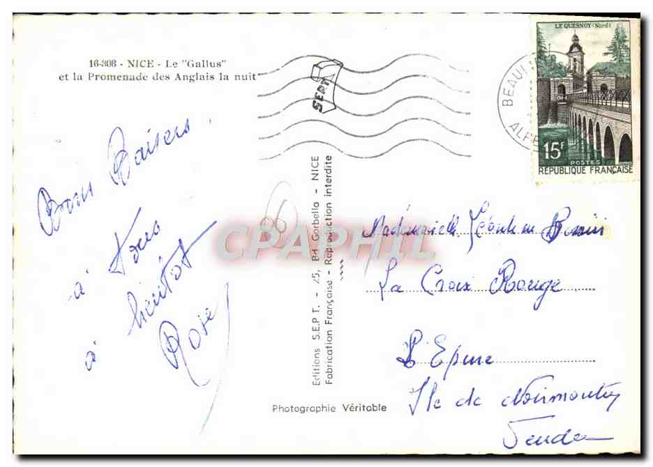 CPA Nice et la Promenade des Anglais la Muit — Rückseite