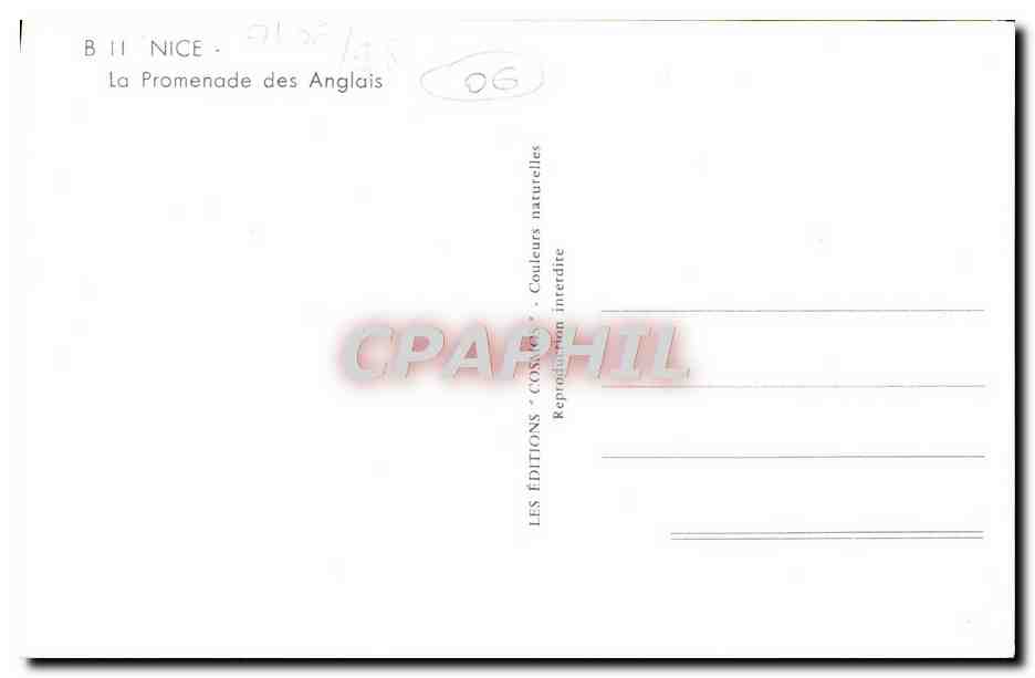 CPM Nice La Promenade des Anglais — Rückseite