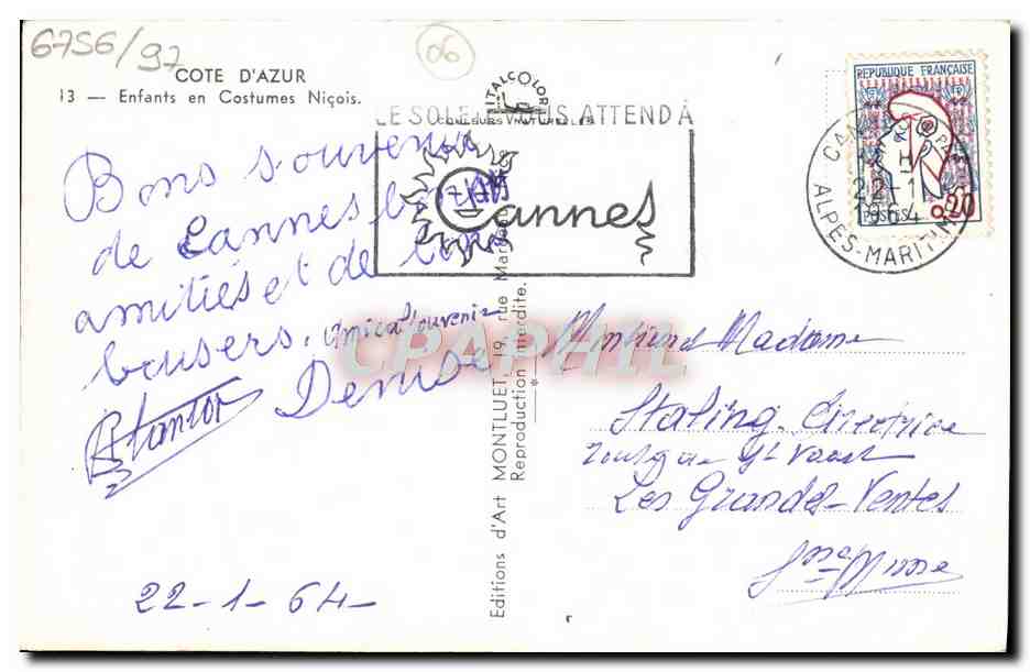 CPA Nice Le Cote D'Azur Enfants en Costumes Nicois Folklore  — Back