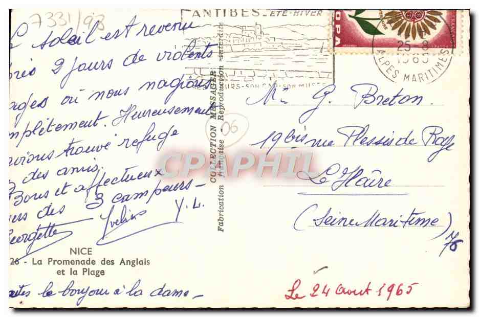 CPM Nice Promenade Des Anglais et la plage — Rückseite