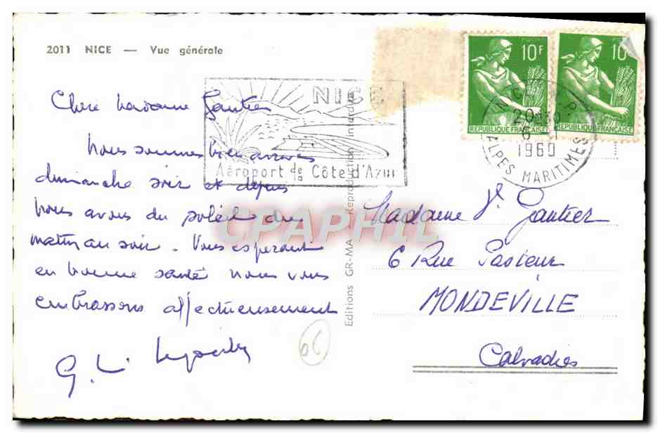 CPA Nice Vue Generale — Rückseite