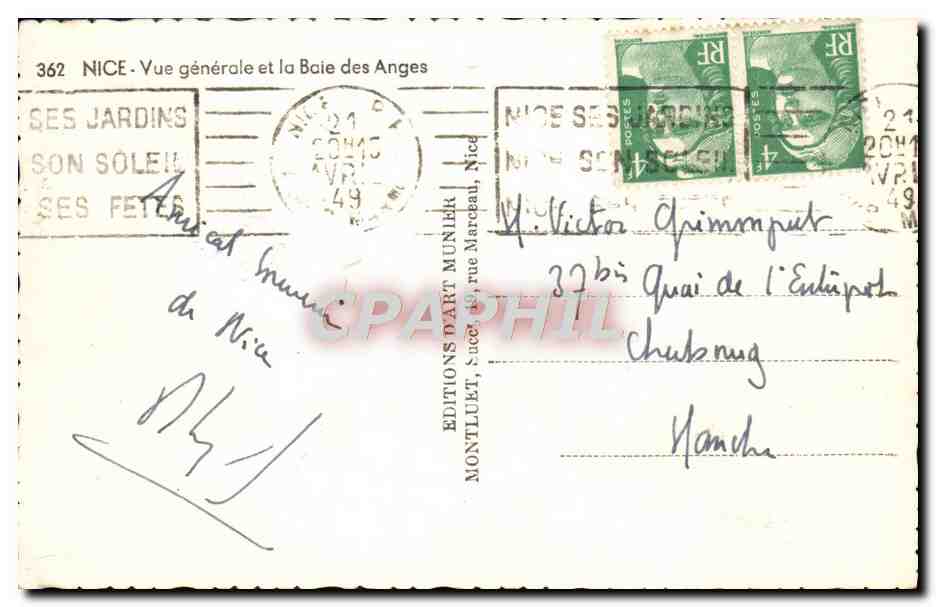 CPA Nice Vue Generale et la Baie Des Anges — Verso