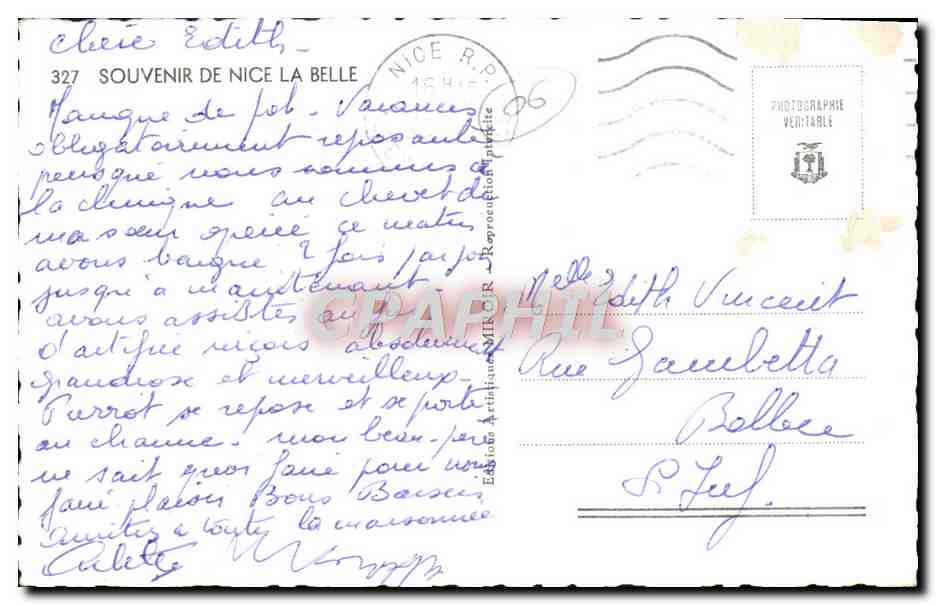 CPA Nice Souvenir de Cote D'Azur — Verso