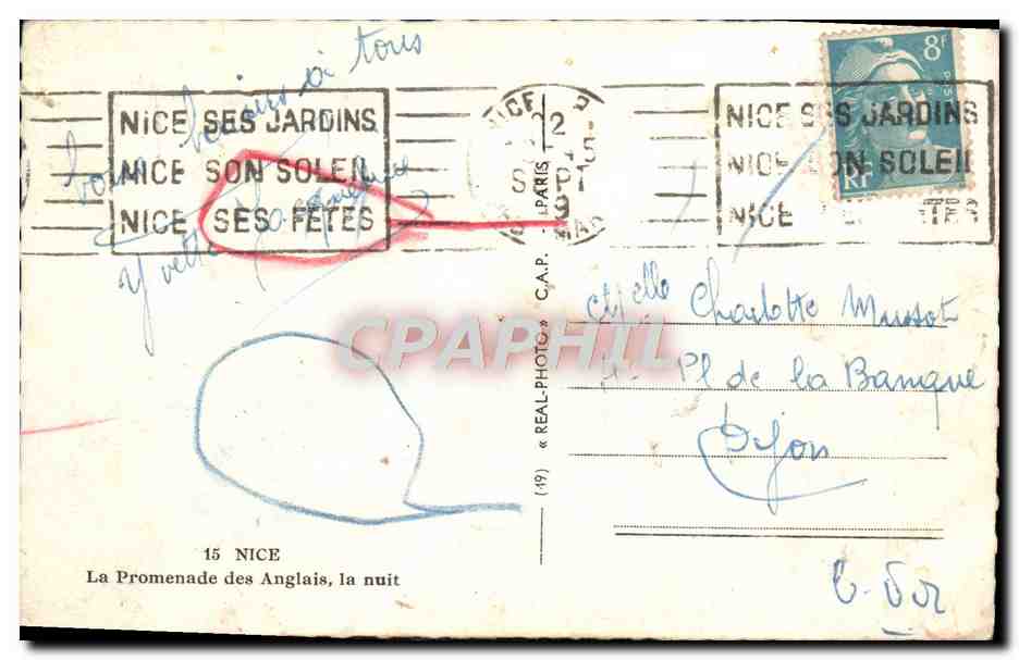 CPA Nice La Promenade des Anglais la Nuit — Rückseite