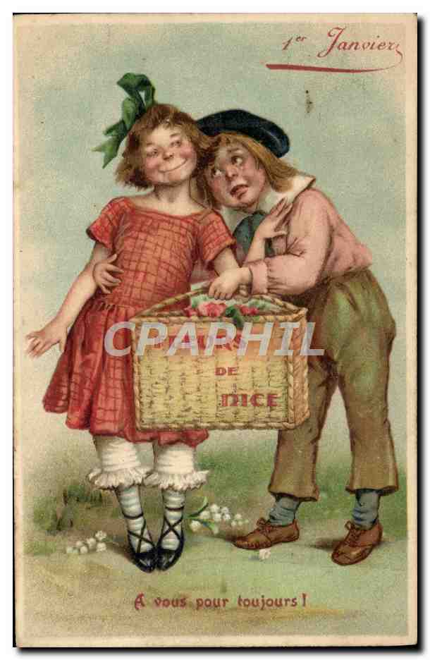 CPA 1er Janvier Fleurs de Nice Enfants