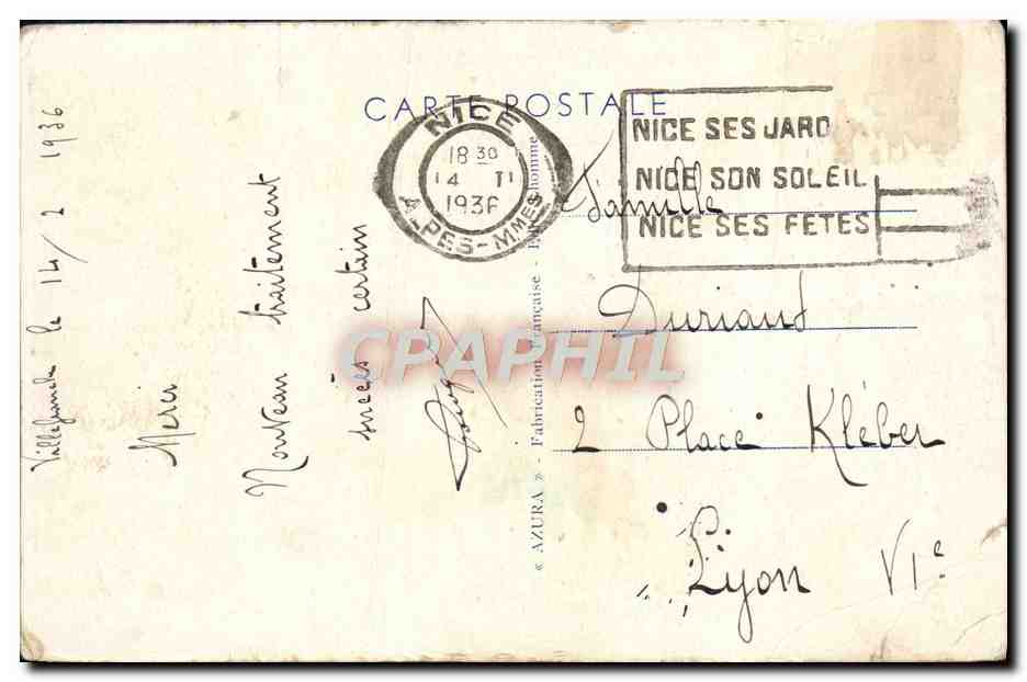 CPA Nice La Promenade Des Anglais et le palais de la Mediterranee — Verso