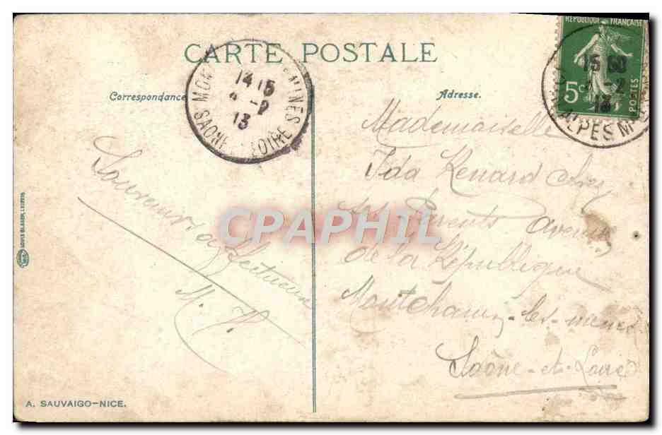 CPA Nice Le Palais de la Jetee Promenade — Rückseite