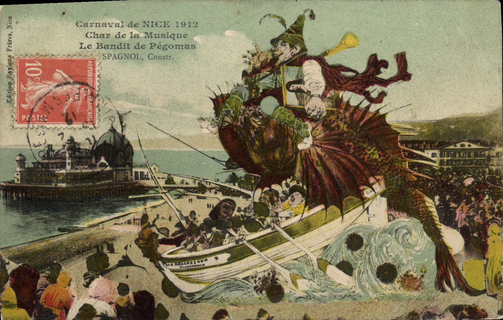 CPA Nice Carnaval Char de la Musique Le abdnit de Pegomas Dragon