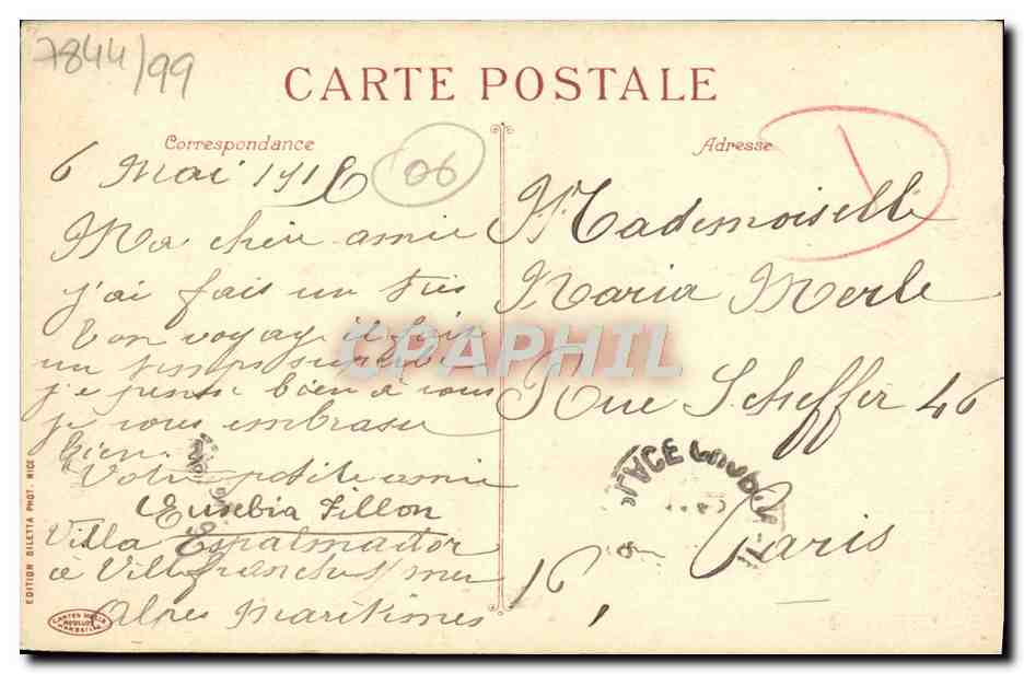 CPA Nice Vue Generale Prise Du Mont Boron — Verso