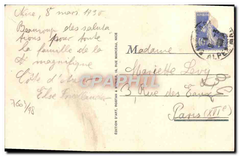 CPA Nice La Jetee Promenade et le Mont Boron — Rückseite