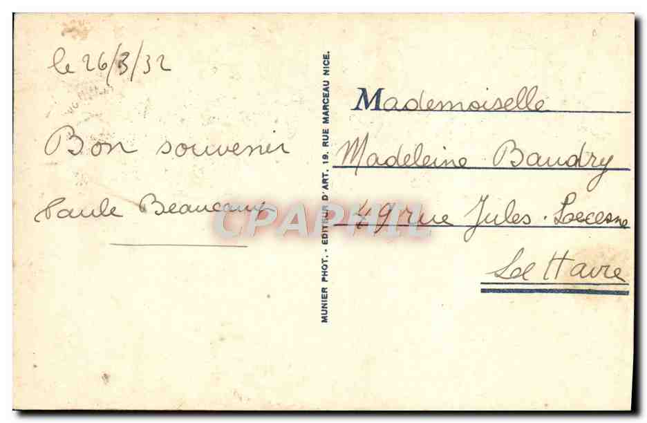 CPA Nice Promenade et le Jardin Albert 1er — Rückseite