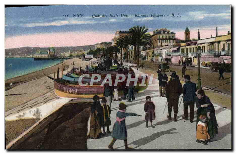 CPA Nice Quai des Etats Unis Bateaux Pecheurs