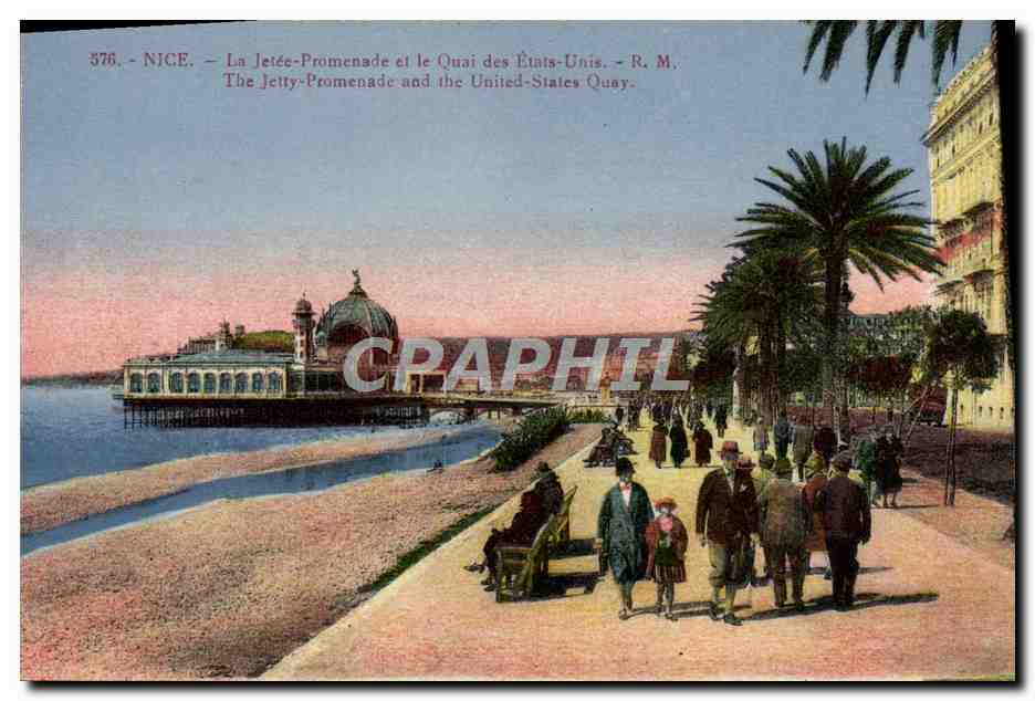 CPA Nice La jetee promenade et le quai des Etats Unis