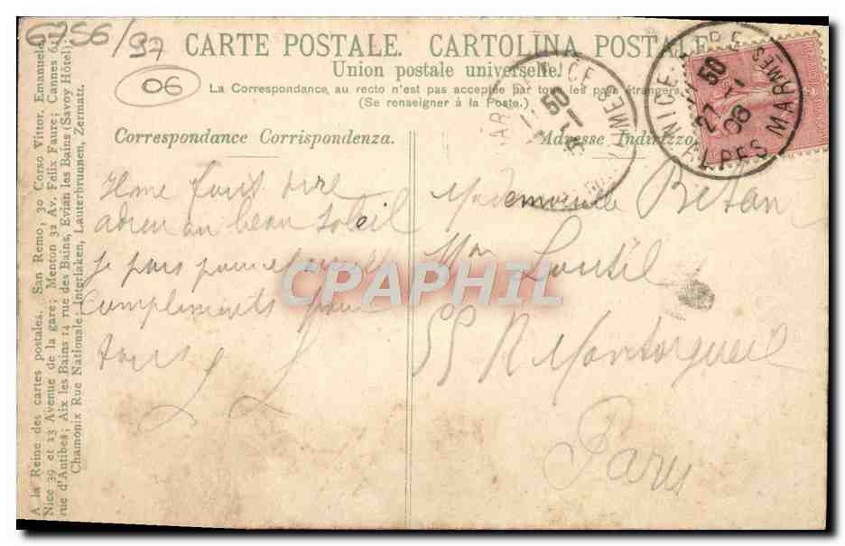 CPA Nice La Promenade des Anglais Avec la Baie des Anges — Rückseite