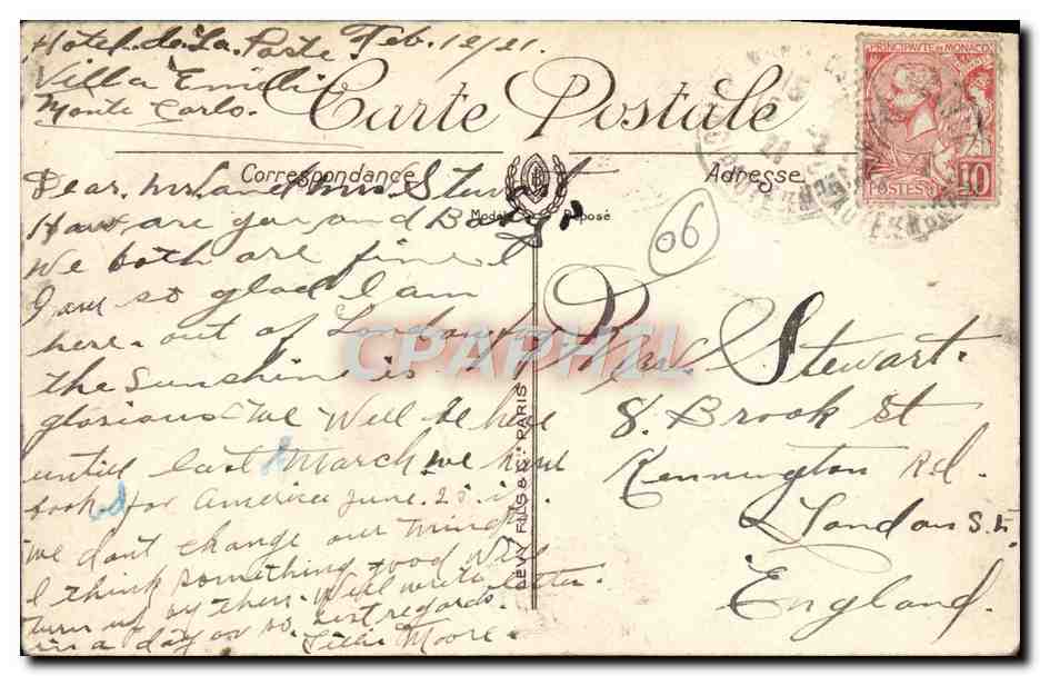 CPA Nice Le Port — Verso