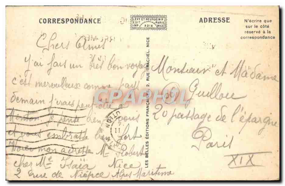 CPA Nice Le Jardin Public et la Jetee Promenade — Rückseite