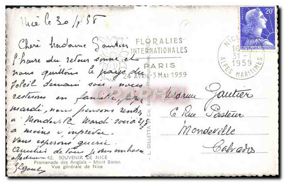 CPA Souvenir de Nice — Verso