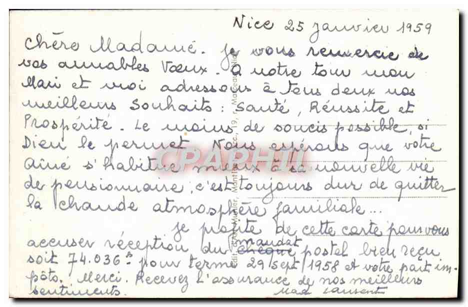 CPA Nice Vue generale prise du Chateau — Verso