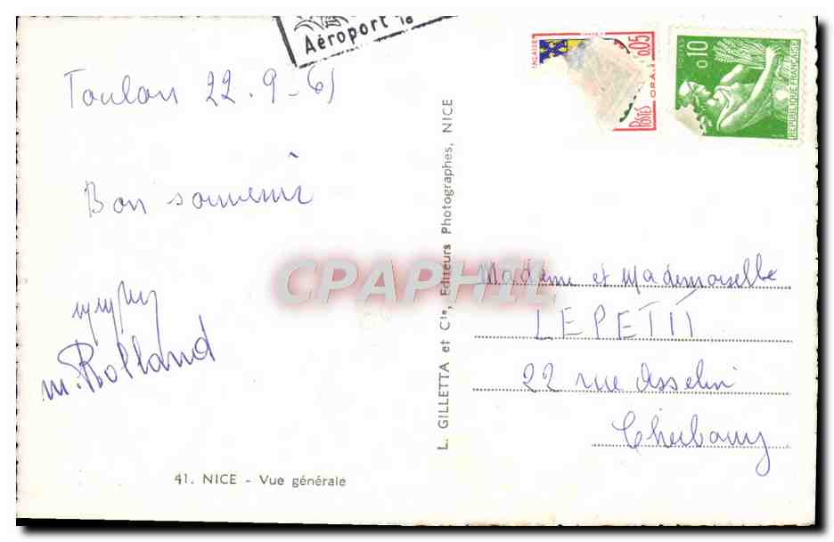 CPA Nice Vue generale  — Verso