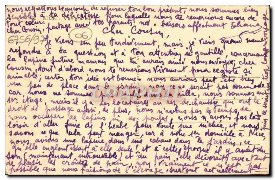 CPA Nice Vue generale  — Verso
