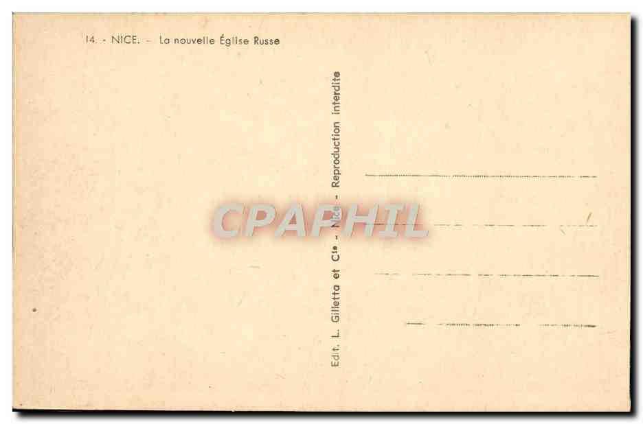 CPA Nice La nouvelle Eglise Russe Russie Russia — Verso