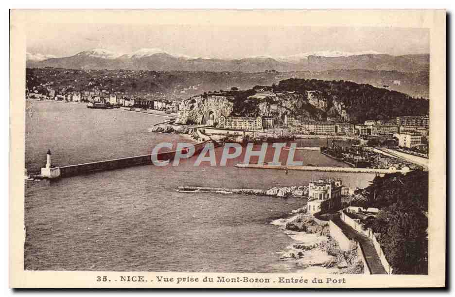 CPA Nice Vue prise du Mont Boron Entree du Port 