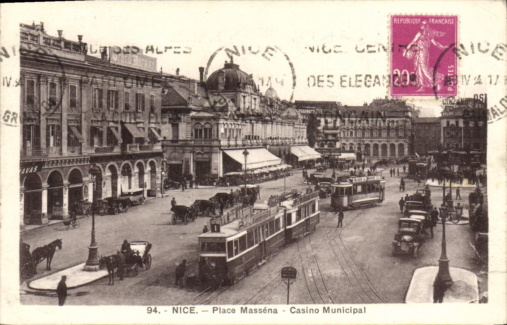 CPA Nice Place Massena Casino Municipal Tramway
