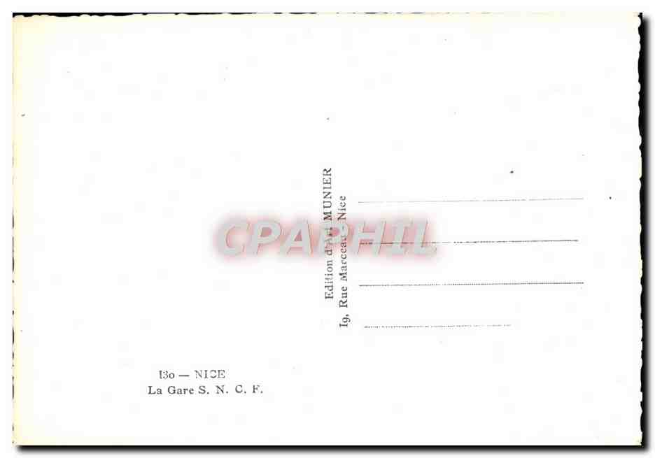 CPM Nice La Gare S N C F  — Verso