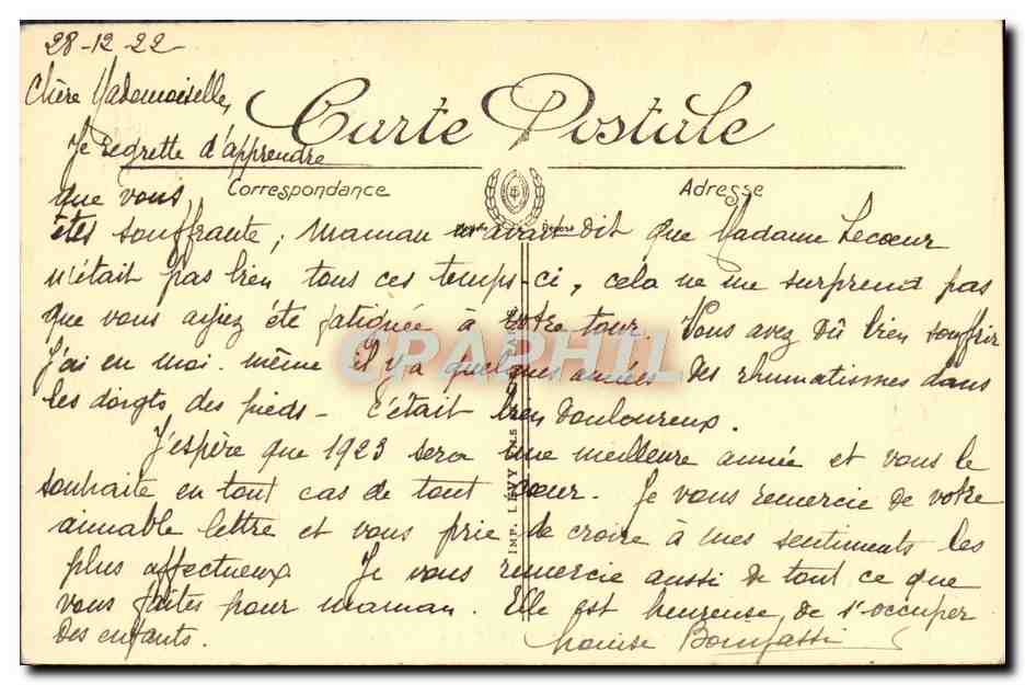 CPA Nice Les Jardins vus du Casino — Rückseite