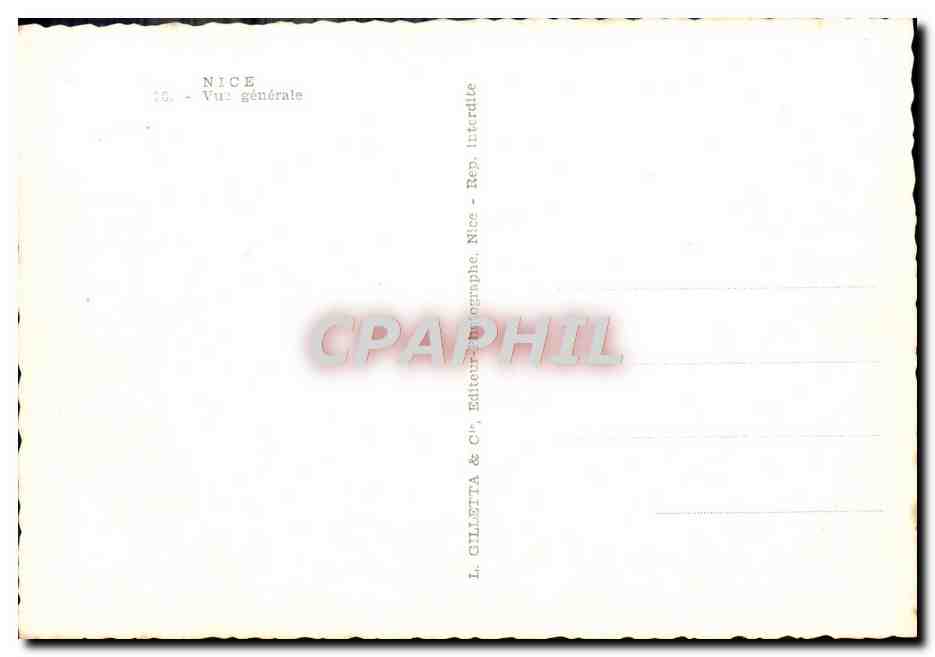CPM Nice Vue generale  — Verso