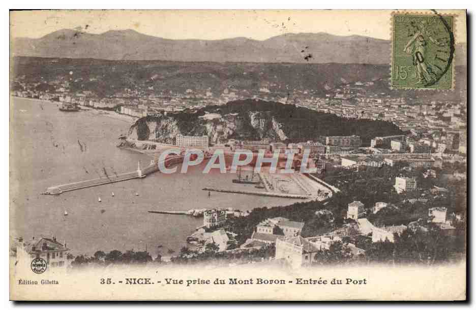 CPA Nice Vue prise du Mont Boron Entree du Port 