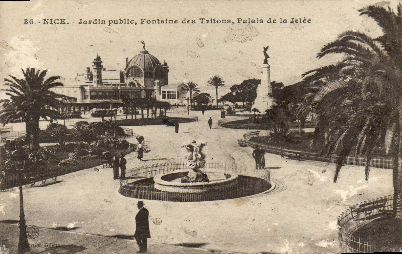 CPA Nice Jardins Public Fontaine des Tritons Palais de la Jetee